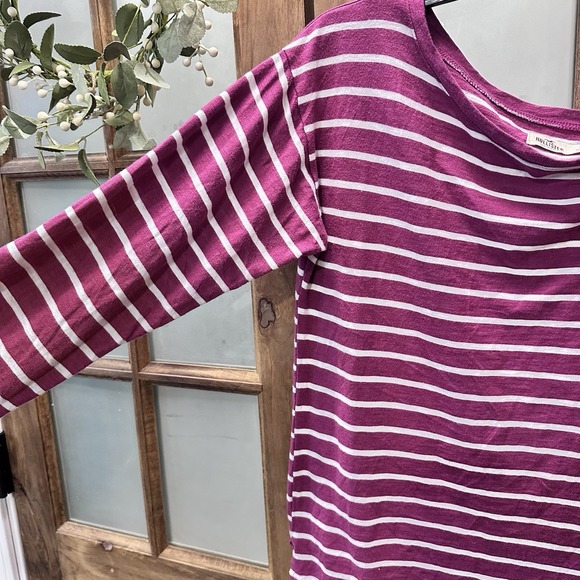 Hollister Women's Striped Purple‎ White Long Sleeve Shirt Pocket Size L - Picture 5 of 8